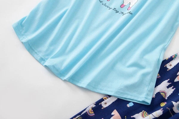 Womens Capri Set Sleepwear Soft Pajamas Sleep Nightshirts Print Comfy Pyjama Set