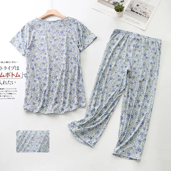 Womens Capri Set Sleepwear Pajamas Woman Sleep Nightshirt Home wear Nightwear Pj