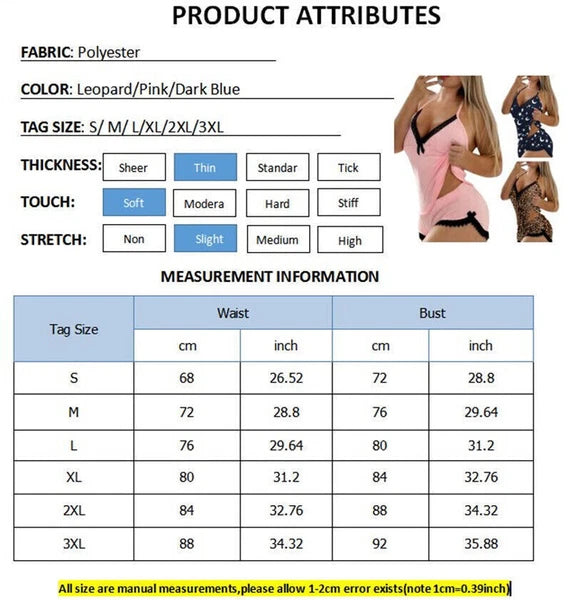 Women Sexy-Lingerie Sleepwear Satin Silk Babydoll Lace Nightwear Pajamas Set