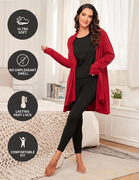 Ropa Interior Térmica para Mujer Conjunto de Pantalones Y Tops Ultra Suave Warm