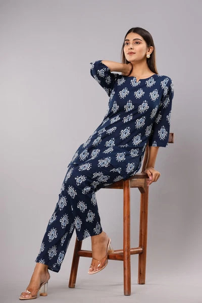 Women's 3/4 Sleeve top & Pajama Set Sleepwear Lounge Dress Night Suit Soft Comfy