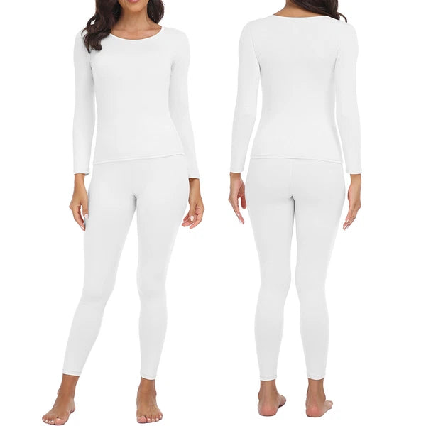 Women Thermals Top & Bottom 2PC Set Waffle Knit Thermal Long Johns Underwear US