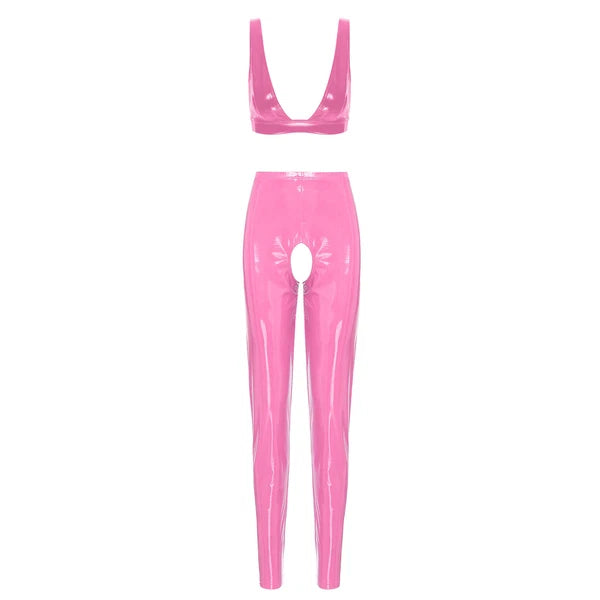 Womens Catsuit Crotchless Nightwear Costume Lingerie Set Bralette Clubwear Bra
