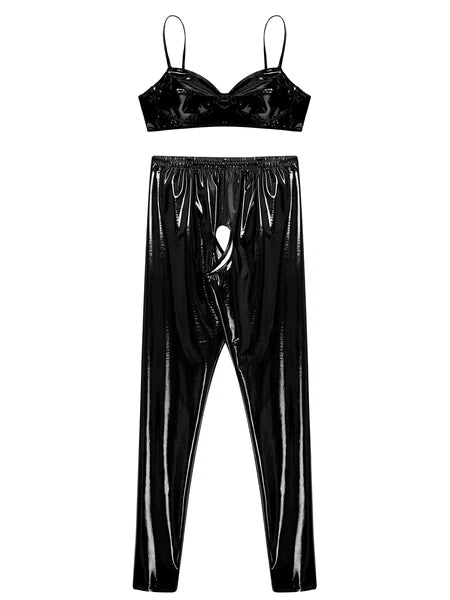 Womens Catsuit Crotchless Nightwear Costume Lingerie Set Bralette Clubwear Bra