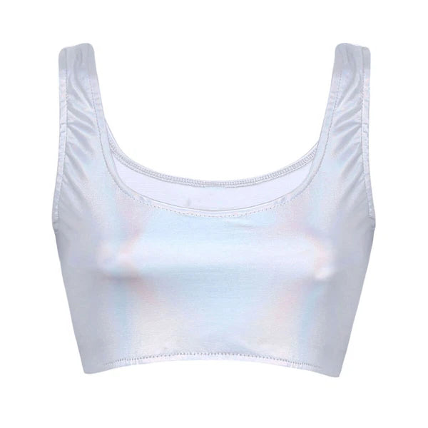 Womens Sexy PVC Leather Lingerie Set Shiny Backless Crop Tops Vest with Skirt