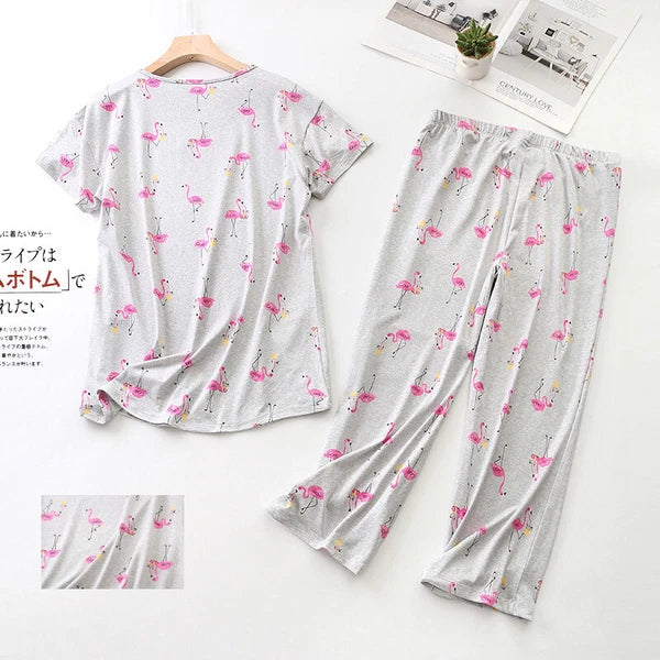 Womens Capri Set Sleepwear Pajamas Woman Sleep Nightshirt Home wear Nightwear Pj