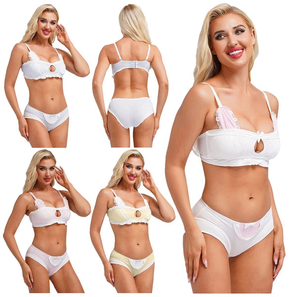 Women's Sexy Underwear Pajama Set Erotic Bra Panties Nightwear Rave Clubwear