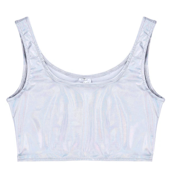 Womens Lingerie Set Patent Leather Crop Top Two-Piece Miniskirt Tank Outfits