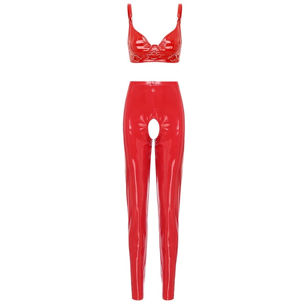 Womens Catsuit Crotchless Nightwear Costume Lingerie Set Bralette Clubwear Bra