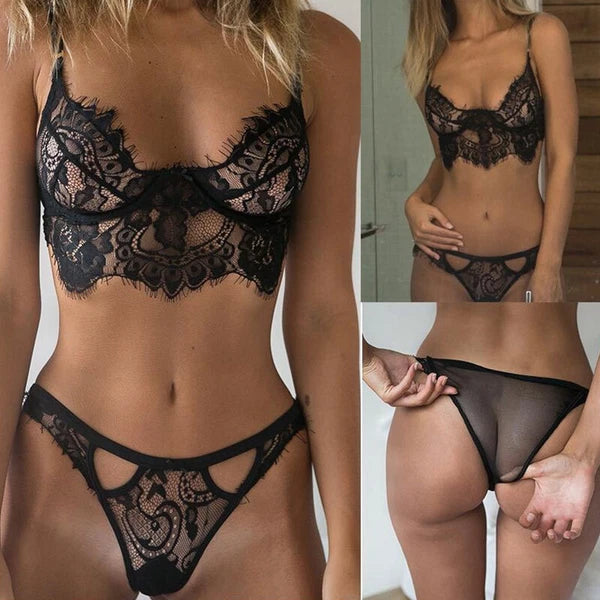 Sexy-Lingerie Nightwear Underwear G-string Babydoll Women Lace Sleepwear Set~☆