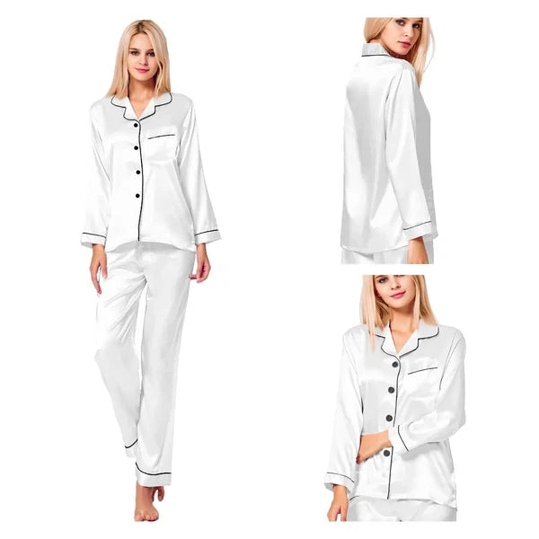 2024 Women's satin pajamas casual wear two-piece set of pajamas