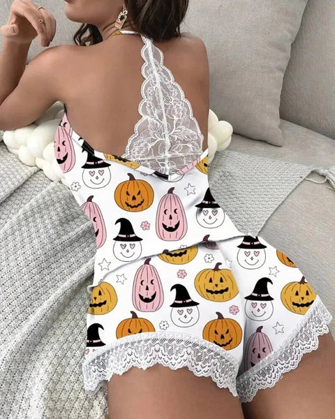 Women's Crochet Lace Pajamas Sleeveless V-Neck Set Daily Wear 2 Piece Sleepwear