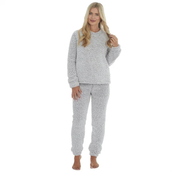 Womens/Ladies Fleece Thermal Pyjamas Pyjama PJs Winter Nightwear Set Size 8-22
