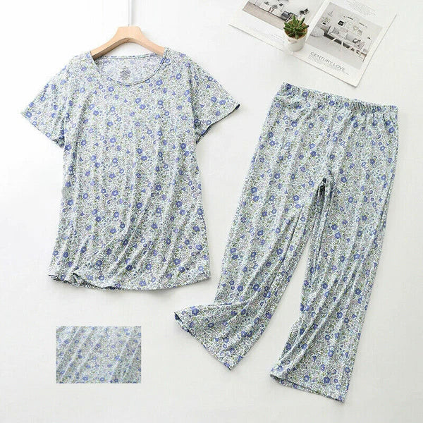 Womens Capri Set Sleepwear Pajamas Woman Sleep Nightshirt Home wear Nightwear Pj