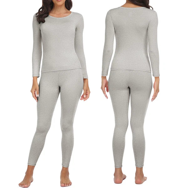Women Thermals Top & Bottom 2PC Set Waffle Knit Thermal Long Johns Underwear US