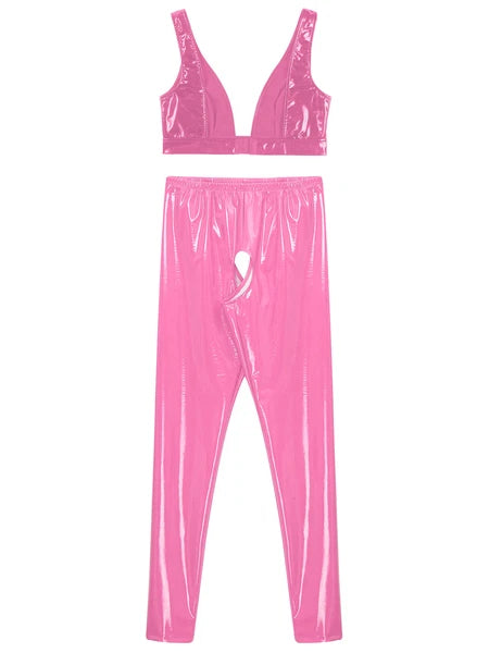 Womens Catsuit Crotchless Nightwear Costume Lingerie Set Bralette Clubwear Bra
