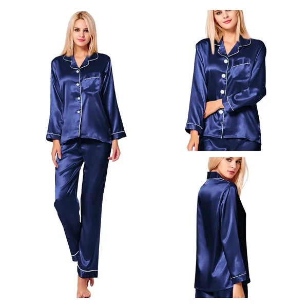 2024 Women's satin pajamas casual wear two-piece set of pajamas