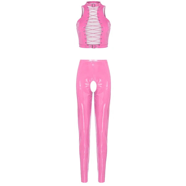 Womens Catsuit Crotchless Nightwear Costume Lingerie Set Bralette Clubwear Bra