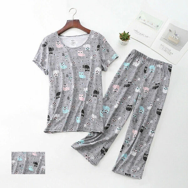 Womens Capri Set Sleepwear Pajamas Woman Sleep Nightshirt Home wear Nightwear Pj