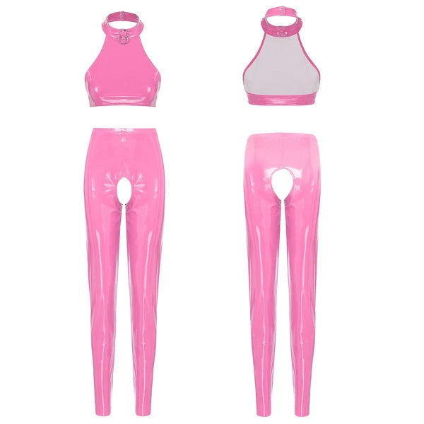 Womens Catsuit Crotchless Nightwear Costume Lingerie Set Bralette Clubwear Bra