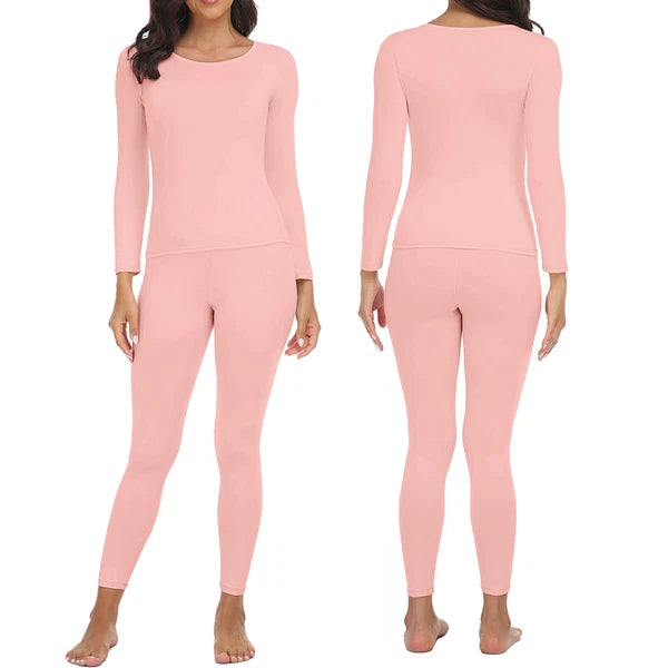 Women Thermals Top & Bottom 2PC Set Waffle Knit Thermal Long Johns Underwear US