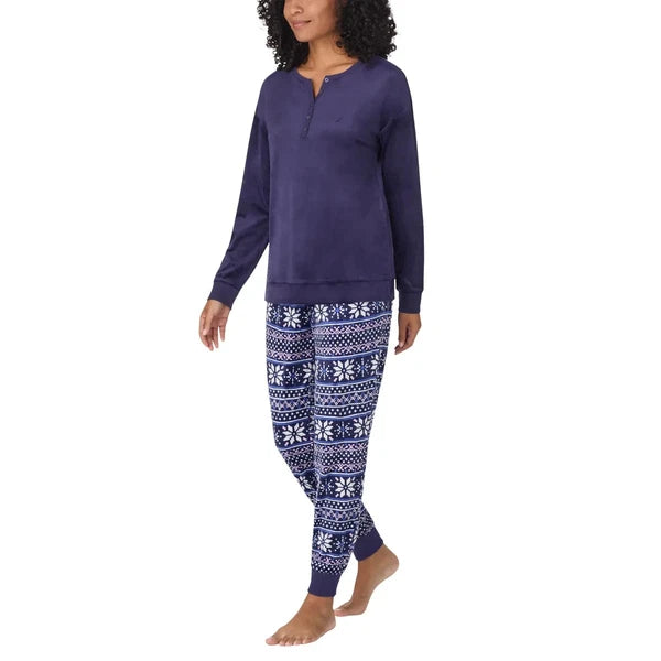 NWT Nautica Women's 2-Pc  PJ Lightweight Stretch Fleece Pajama Lounge Set s:S-3X