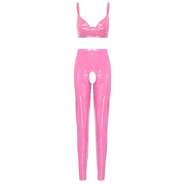 Womens Catsuit Crotchless Nightwear Costume Lingerie Set Bralette Clubwear Bra