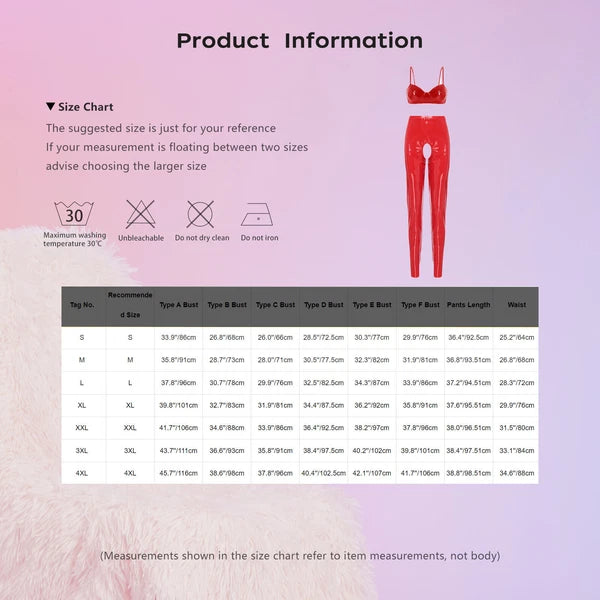 Womens Lingerie Set Crotchless Clubwear Patent Leather Catsuit Wirefree Costume