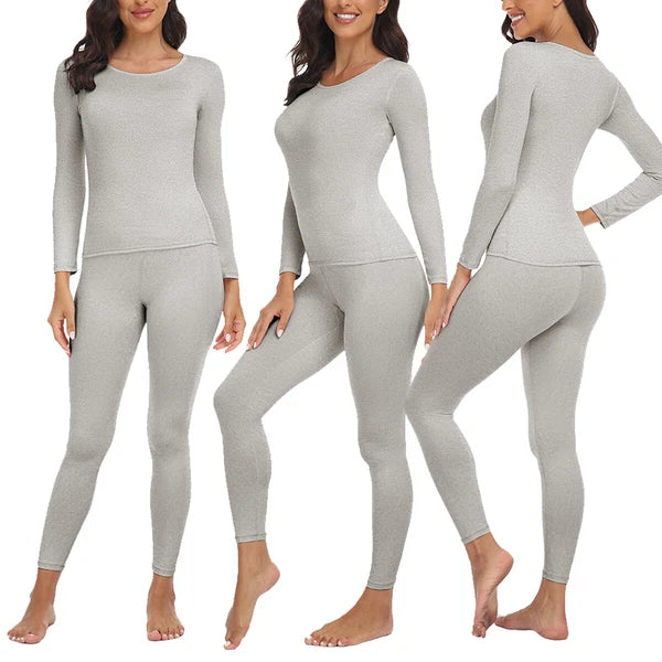 Women Thermals Top & Bottom 2PC Set Waffle Knit Thermal Long Johns Underwear US