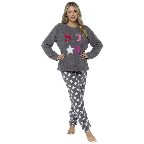Womens/Ladies Fleece Thermal Pyjamas Pyjama PJs Winter Nightwear Set Size 8-22