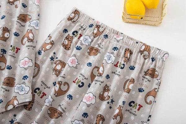 Womens Capri Set Sleepwear Soft Pajamas Sleep Nightshirts Print Comfy Pyjama Set
