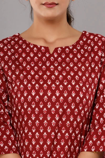 New Indian Printed Cotton Top &Pajama Set Ethnic Sleepwear/Lounge Wear/NightSuit