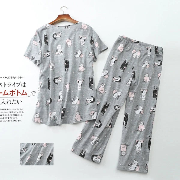 Womens Capri Set Sleepwear Pajamas Woman Sleep Nightshirt Home wear Nightwear Pj
