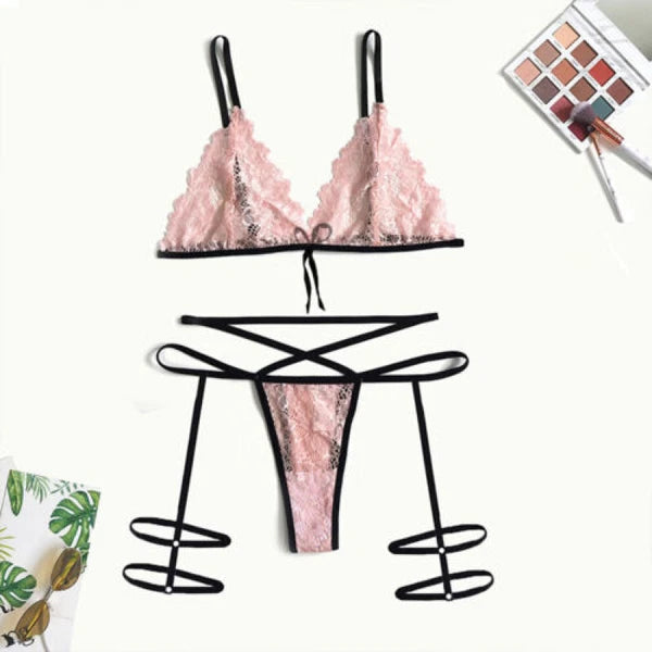 Women Sexy Lingerie Bra Set G-String Thong Bandage Underwear Sleepwear Night #